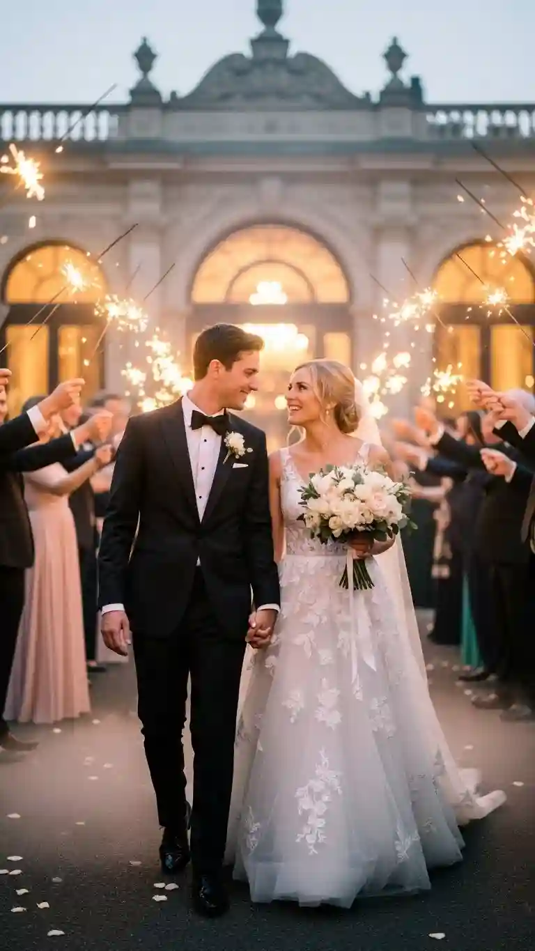 Aisle Runners with Coastal Motifs Grand Wedding Exits with Soft Lighting Details