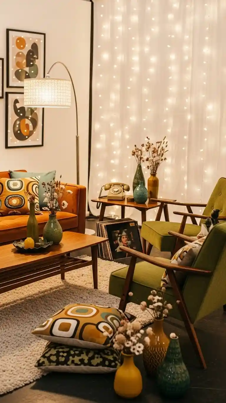 Aisle Runners with Coastal Motifs Lounge Areas That Embrace Retro Revival Wedding Aesthetic