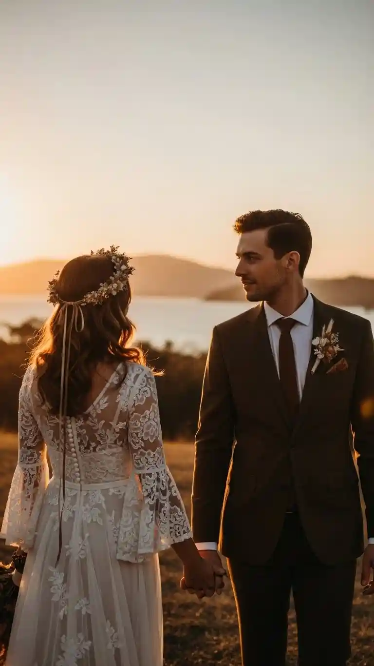 Aisle Runners with Coastal Motifs Ending the Day with a Cohesive Retro Revival Wedding Aesthetic