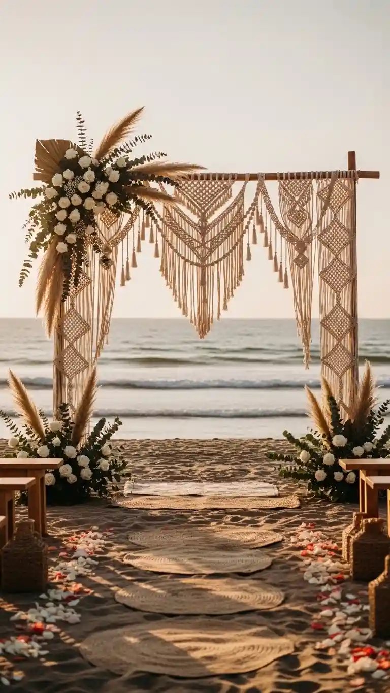 Aisle Runners with Coastal Motifs Handcrafted Macramé and Woven Decor Details