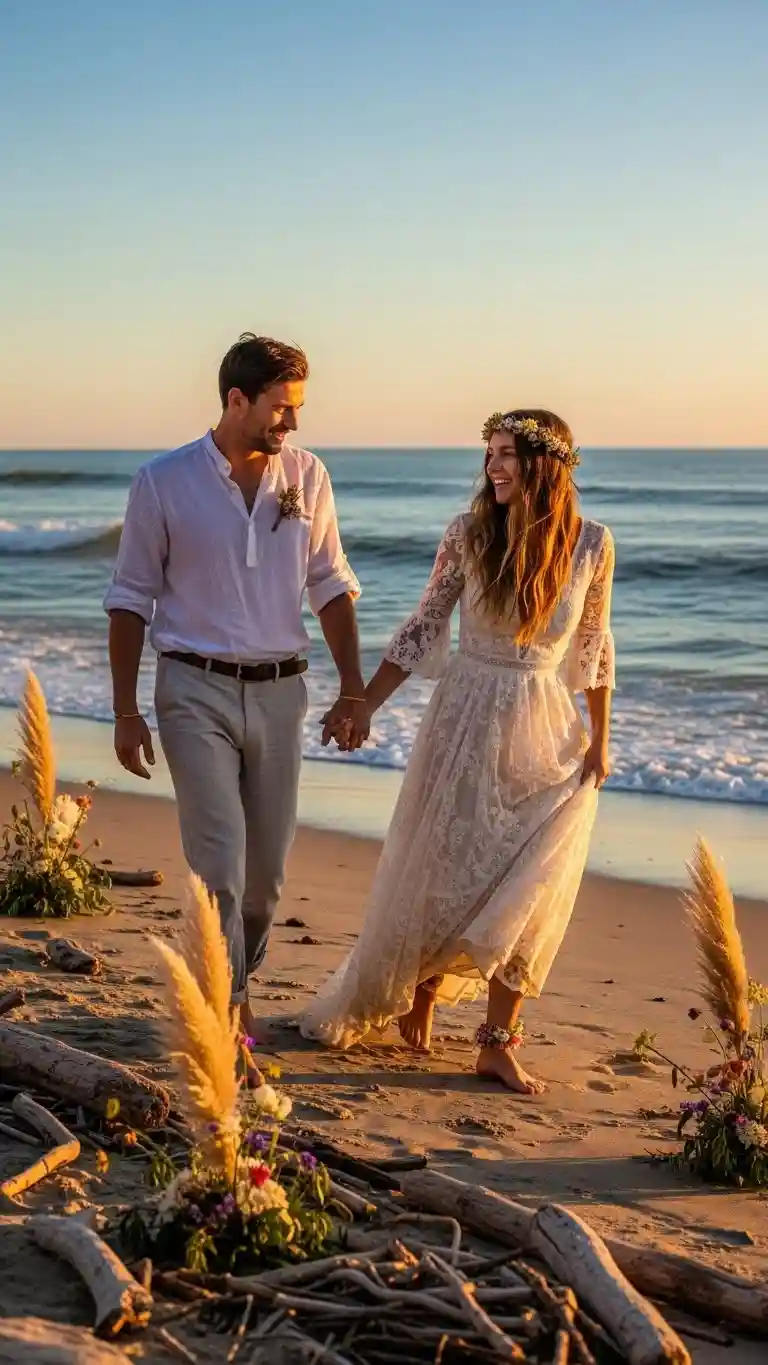 Aisle Runners with Coastal Motifs Nature-Focused Wedding Attire Styling