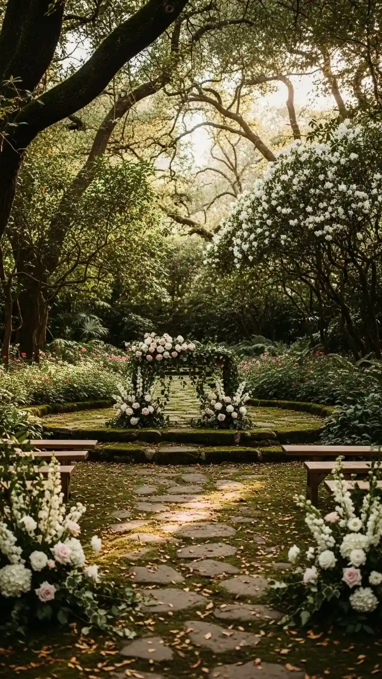 Aisle Runners with Coastal Motifs Secret Garden Ceremony with Natural Pathways