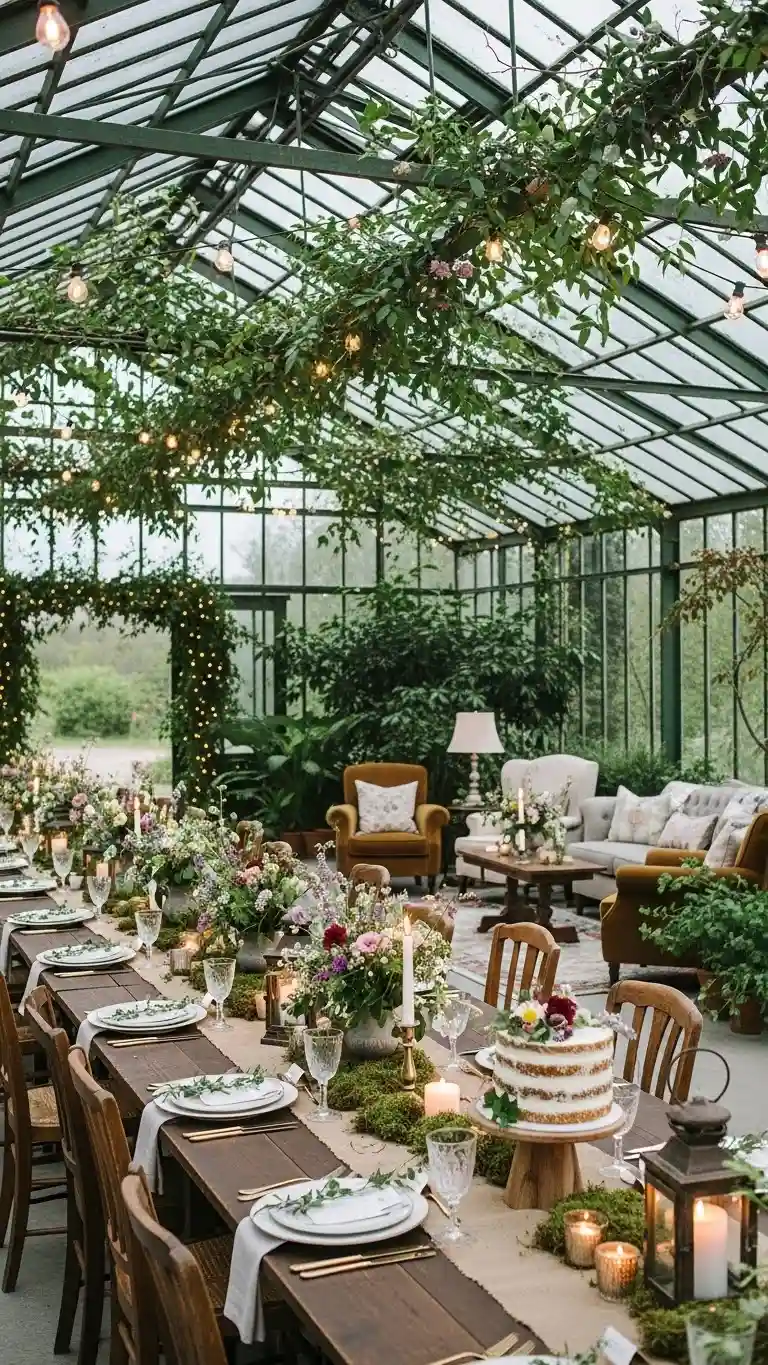 Aisle Runners with Coastal Motifs Intimate Greenhouse Reception Aesthetic
