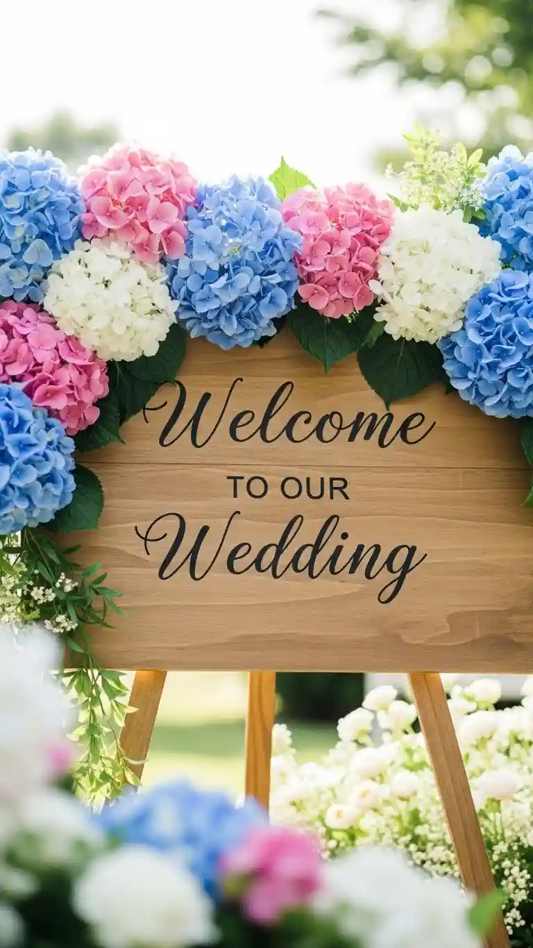Aisle Runners with Coastal Motifs 8-Hydrangea Revival Decor for Wedding Signage Displays