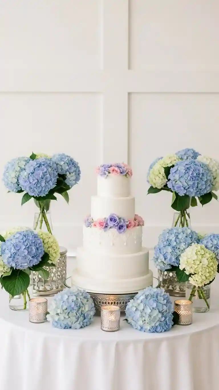 Aisle Runners with Coastal Motifs 11- Hydrangea Revival Decor for Wedding Cake Tables