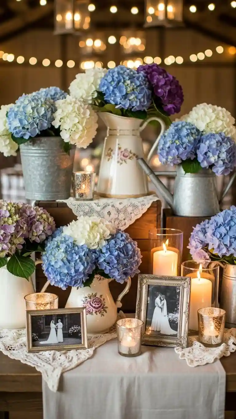 Aisle Runners with Coastal Motifs 12- Vintage-Inspired Hydrangea Containers and Vessels