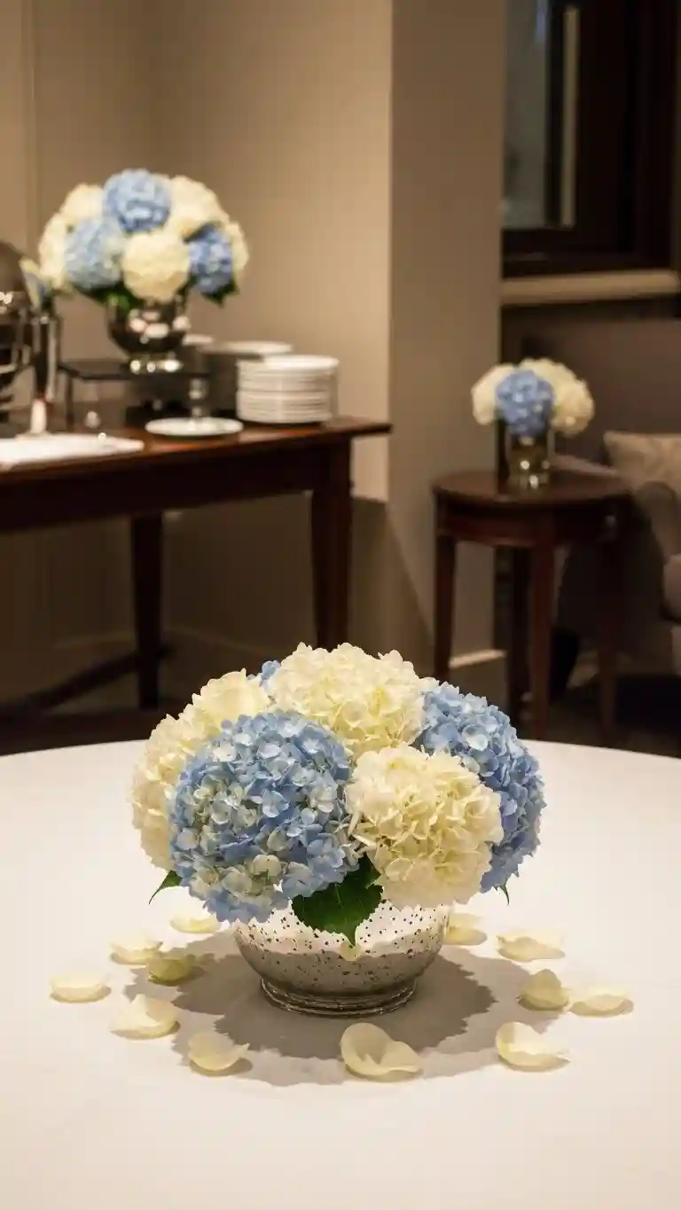 Aisle Runners with Coastal Motifs 14- Subtle Hydrangea Details for Guest Tables and Corners