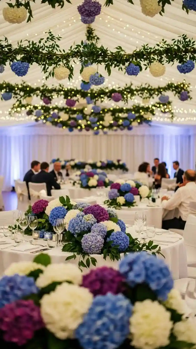 Aisle Runners with Coastal Motifs Hydrangea Revival Decor Shapes the Mood and Guest Experience