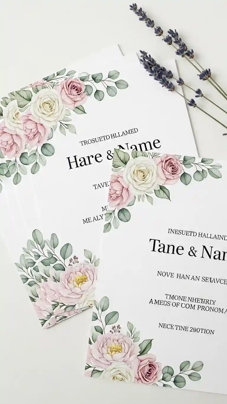 Aisle Runners with Coastal Motifs Classic Floral Wedding Invitation Template