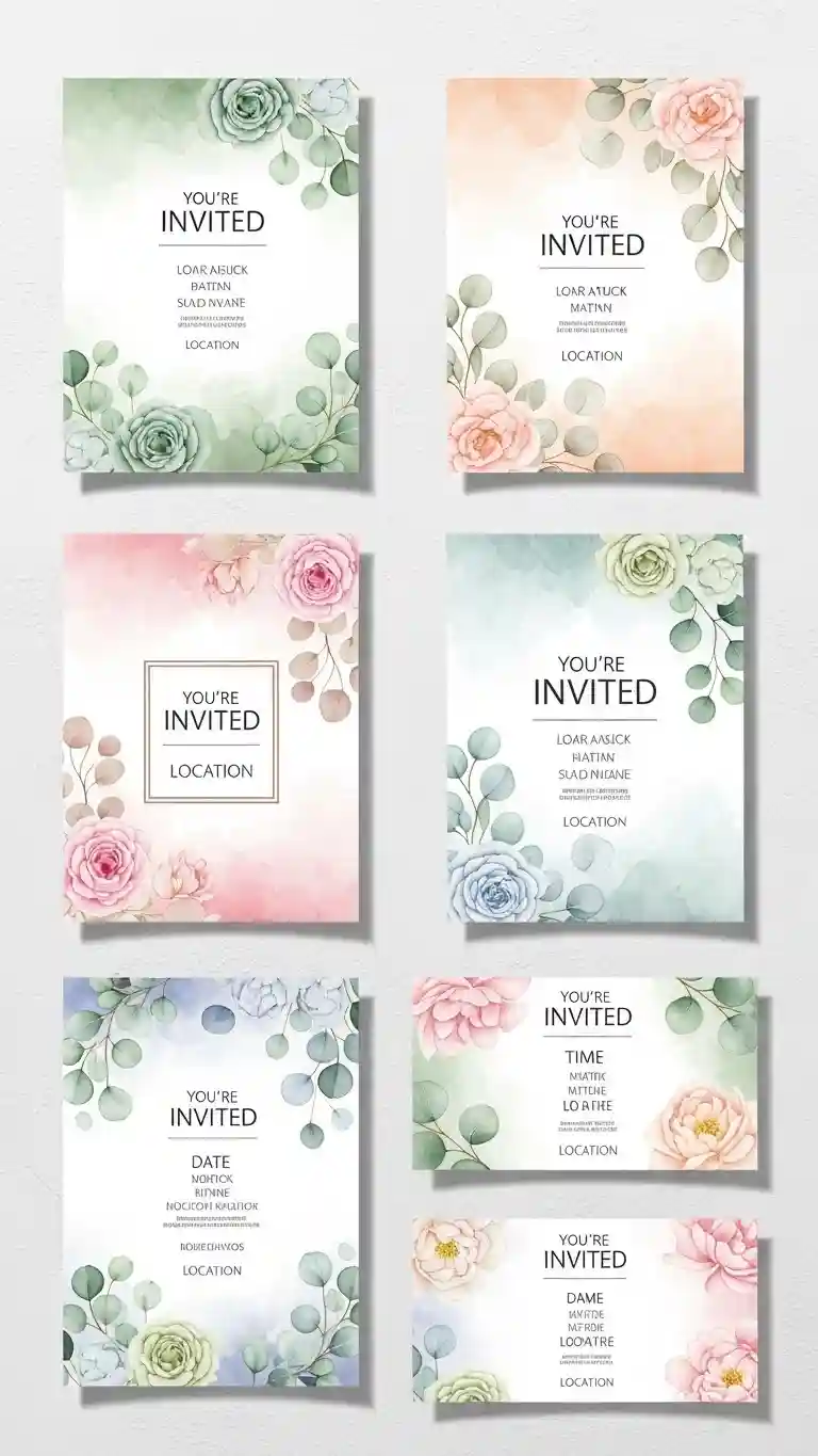 Aisle Runners with Coastal Motifs 3-Watercolor Botanical Invitation Template