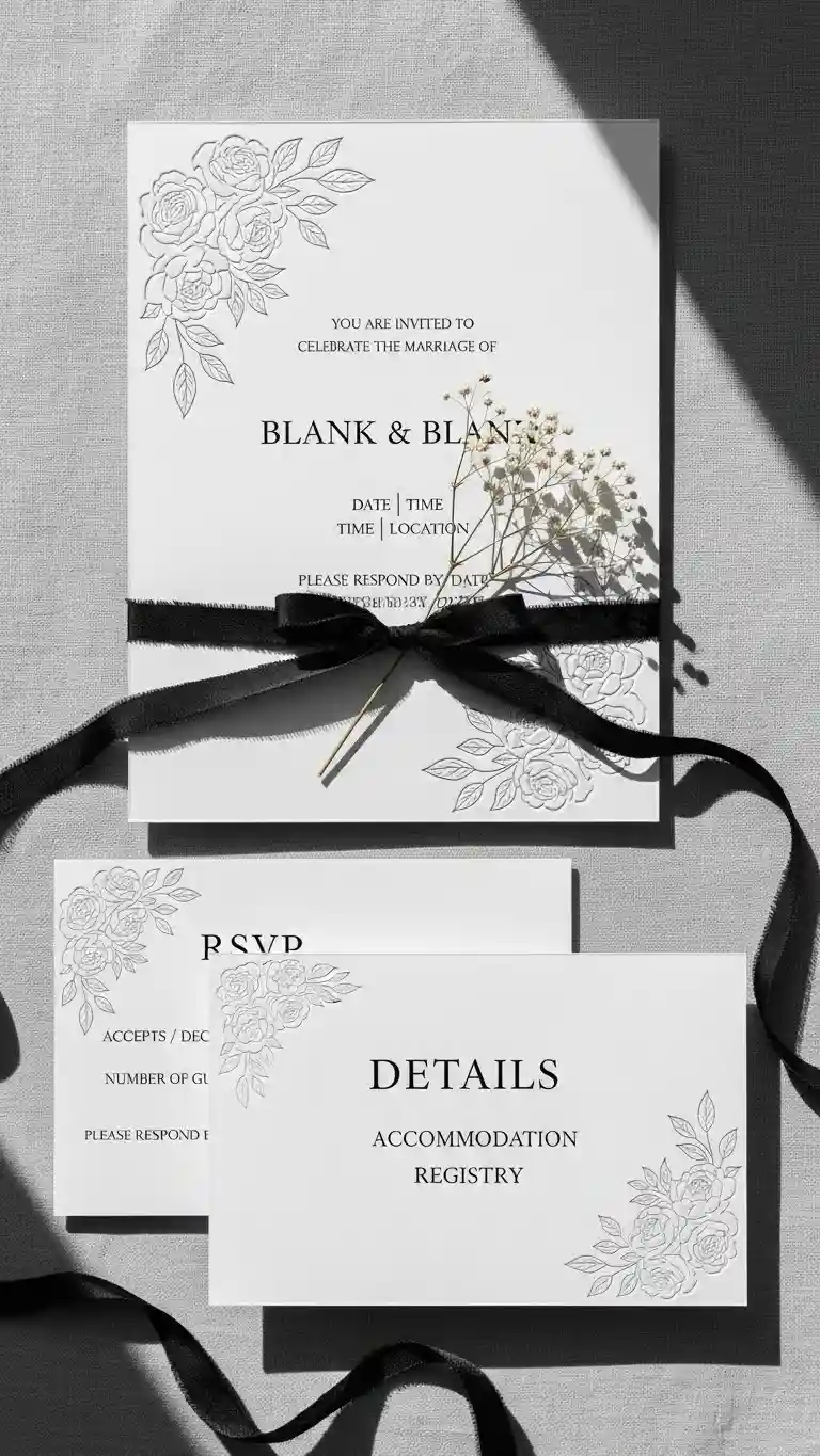 Aisle Runners with Coastal Motifs 10-Monochrome Floral Invitation Template