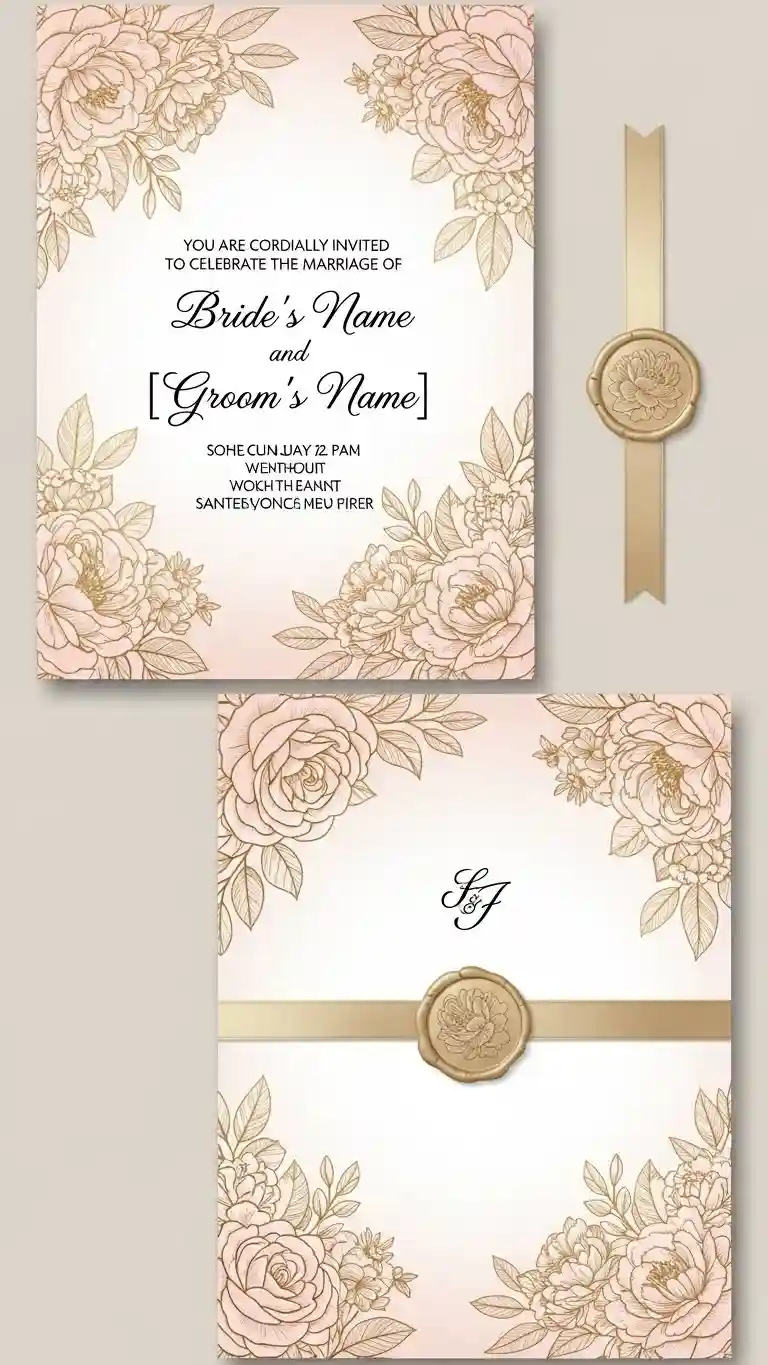 Aisle Runners with Coastal Motifs 18- Luxe Metallic Accent Floral Invitation Template