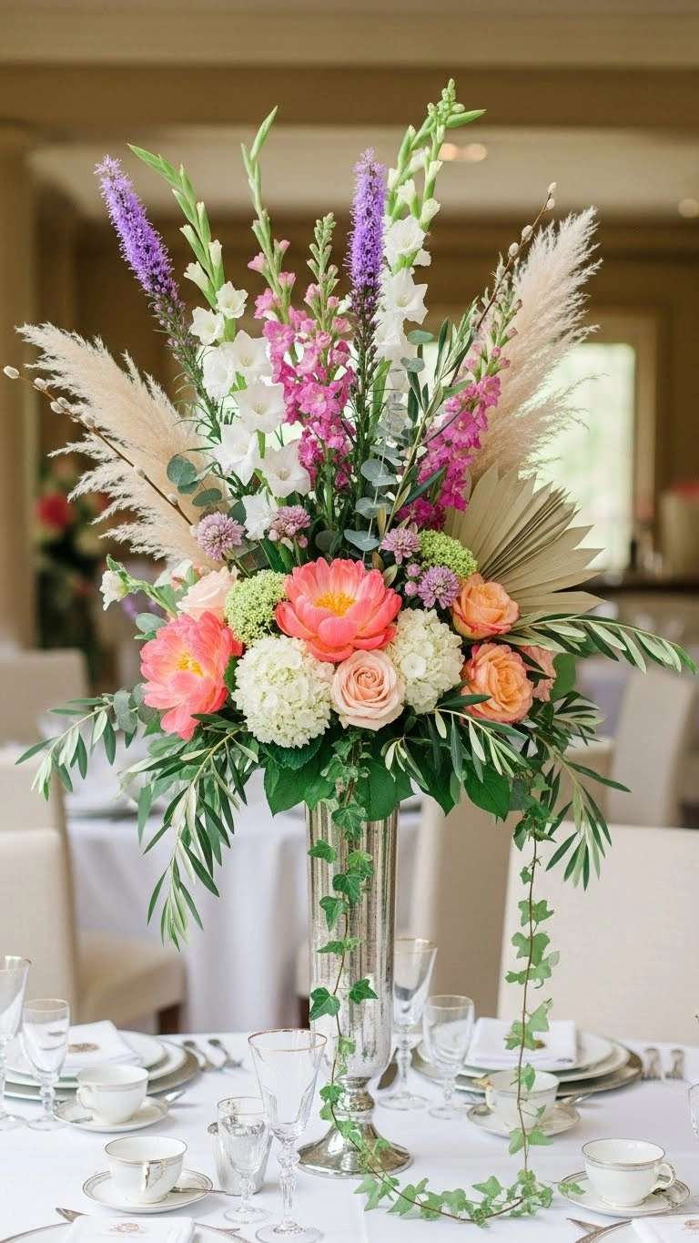 Aisle Runners with Coastal Motifs 1. Dramatic Floral Centerpieces with Height