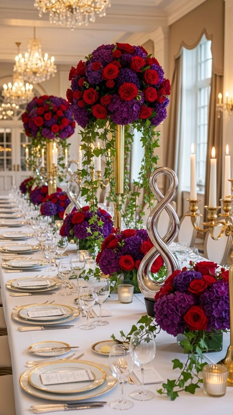 Aisle Runners with Coastal Motifs 10. Long Banquet Tables with Repeating Statement Elements