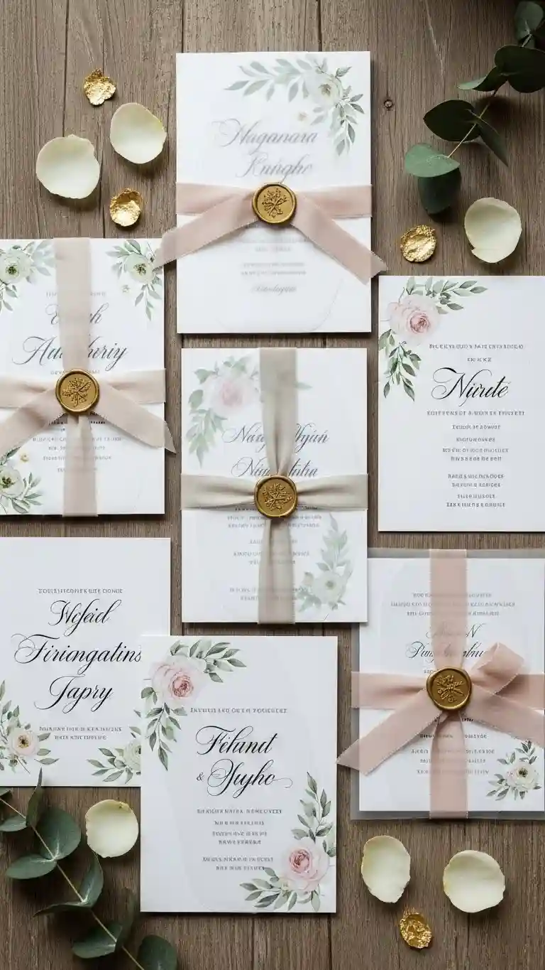 Aisle Runners with Coastal Motifs Vellum Overlay Invitation Sets