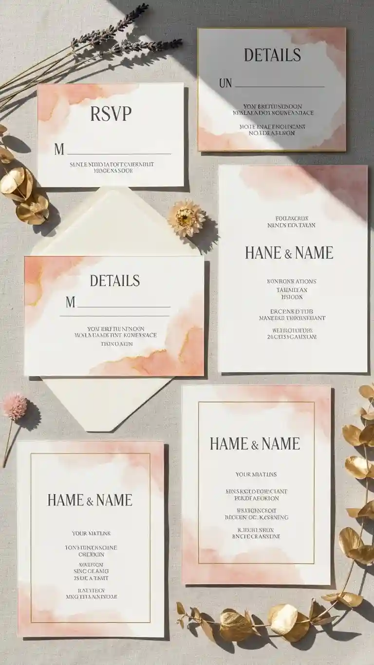 Aisle Runners with Coastal Motifs 16. Soft Watercolor Wash Invitations