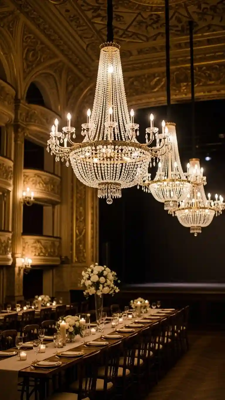 Aisle Runners with Coastal Motifs 6. Statement Chandeliers Inspired by Historic Ballrooms