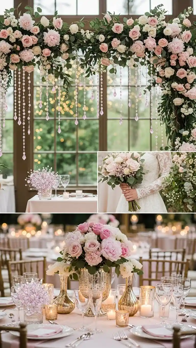 21 Pink Wedding Ceremony Decor Ideas That Feel Soft & Dreamy 23 Pink Crystal Decor for Subtle Sparkle and Modern Glamour
