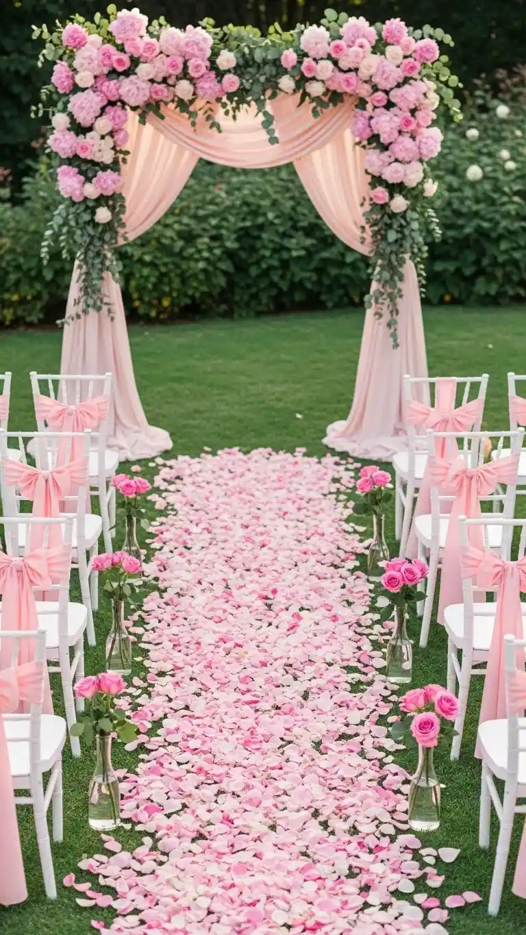21 Pink Wedding Ceremony Decor Ideas That Feel Soft & Dreamy 28 Ceremony Photos with Pink Decor Placement