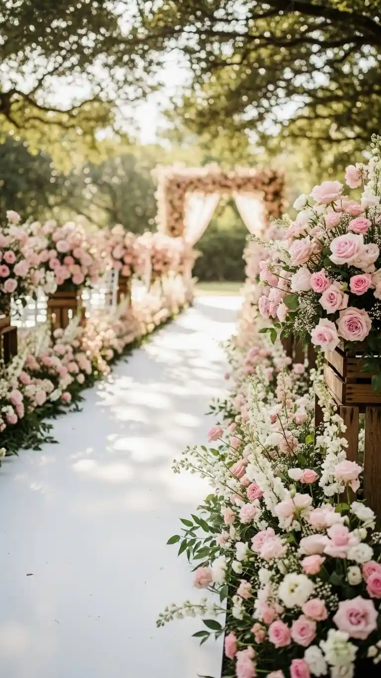 21 Pink Wedding Ceremony Decor Ideas That Feel Soft & Dreamy 5 Blush Pink Aisle Flowers for a Soft and Romantic Entrance