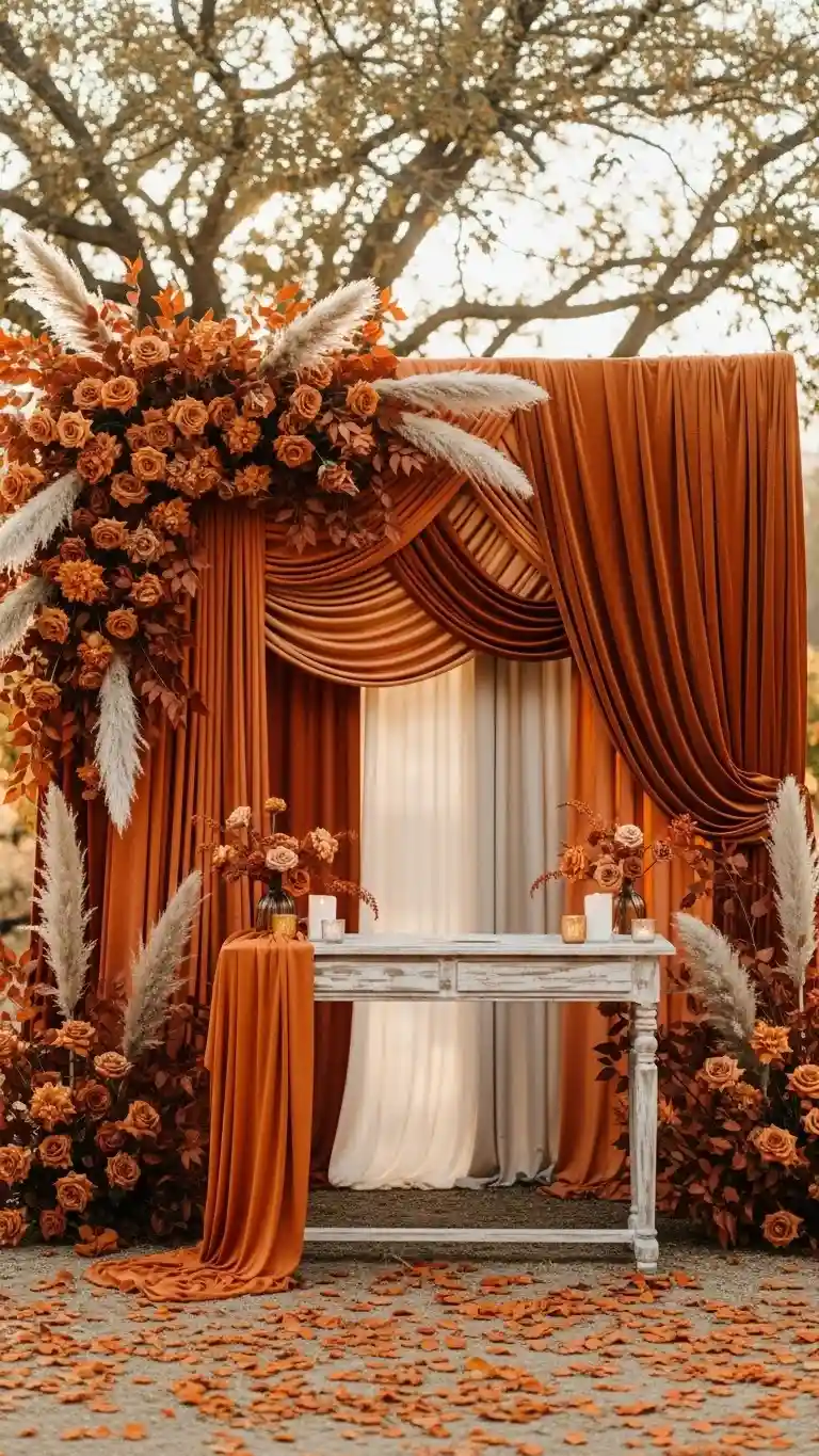 23 Burnt Orange Wedding Ceremony Ideas That Wow Guests 24 Burnt Orange Ceremony Backdrops