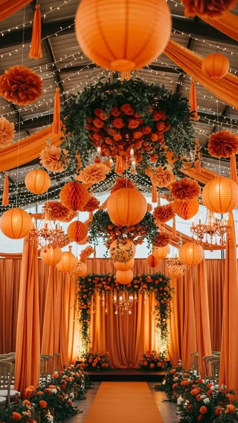 23 Burnt Orange Wedding Ceremony Ideas That Wow Guests 19 Burnt Orange Hanging Installations