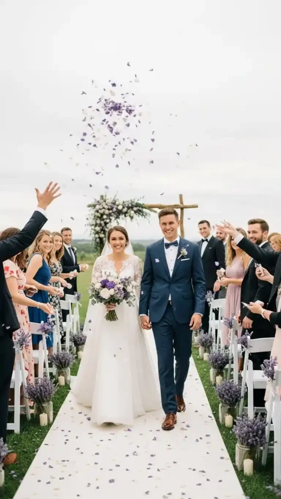 23 Stunning Lavender Wedding Ceremony Décor Ideas for Every Style 12 Lavender Petal Confetti for a Romantic Exit