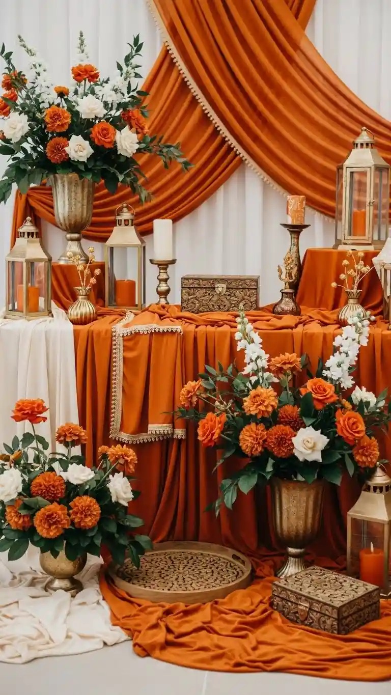 23 Burnt Orange Wedding Ceremony Ideas That Wow Guests 14 Burnt Orange Altar Décor