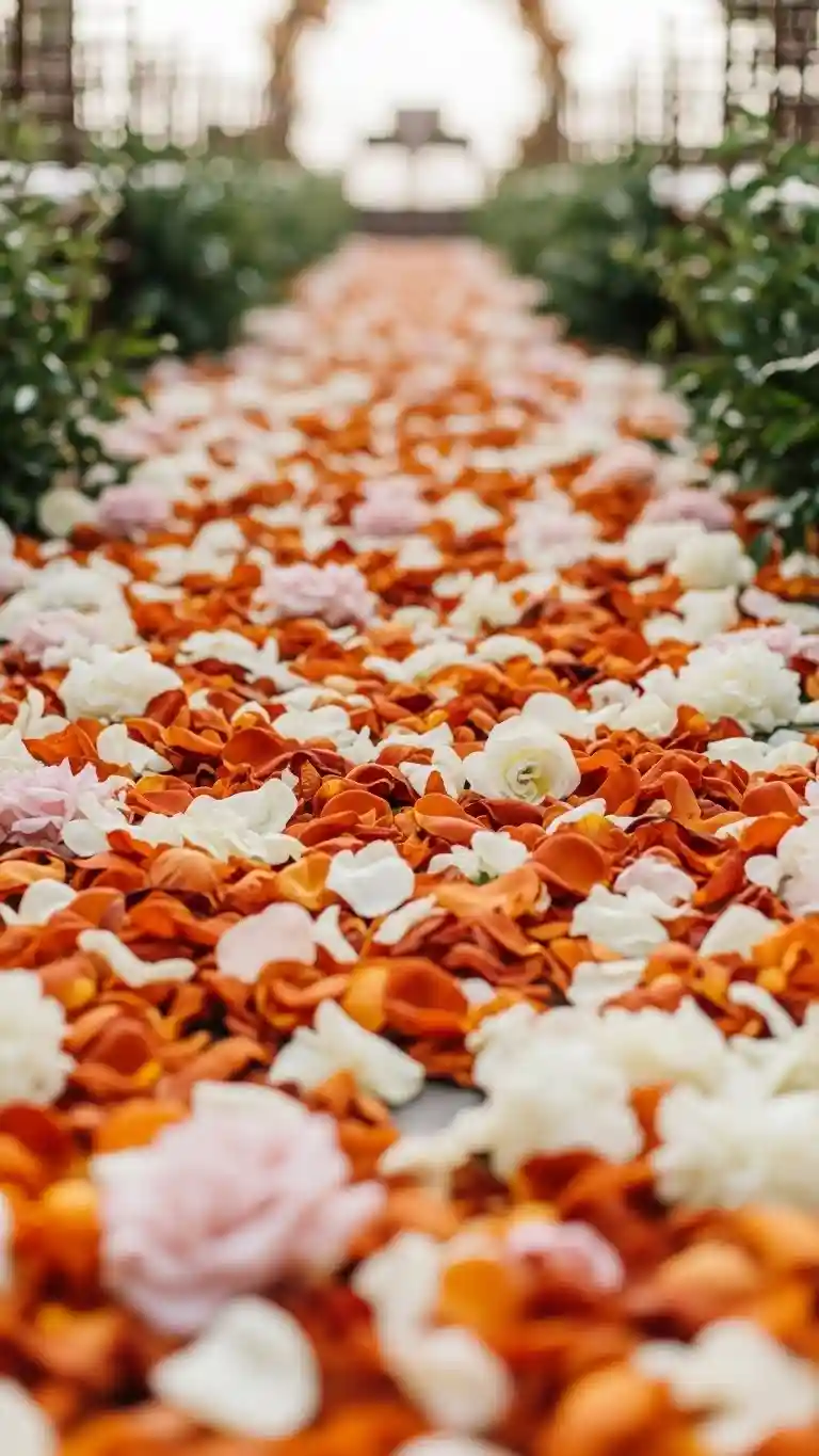 23 Burnt Orange Wedding Ceremony Ideas That Wow Guests 13 Burnt Orange Aisle Petals
