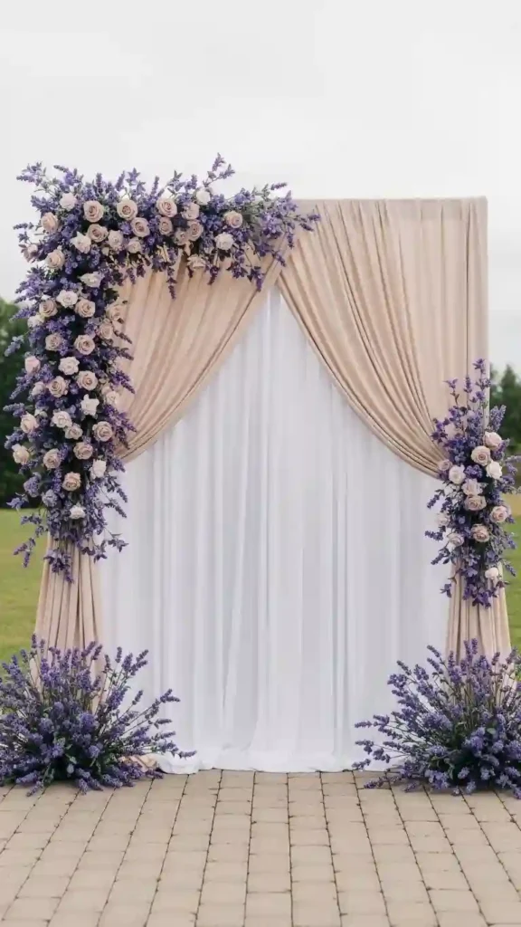 23 Stunning Lavender Wedding Ceremony Décor Ideas for Every Style 18 Lavender-Themed Photo Backdrop