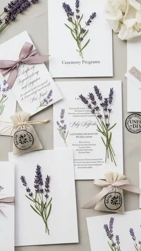 23 Stunning Lavender Wedding Ceremony Décor Ideas for Every Style 17 Lavender-Infused Ceremony Programs