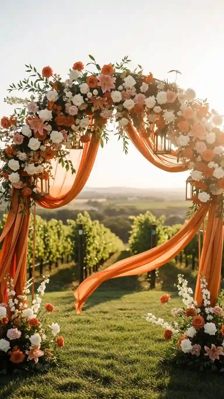 23 Burnt Orange Wedding Ceremony Ideas That Wow Guests 7 Burnt Orange Accented Wedding Arches