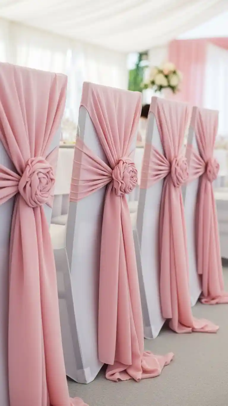 21 Pink Wedding Ceremony Decor Ideas That Feel Soft & Dreamy 8 Soft Pink Chair Sashes for Elegant Seating Accents