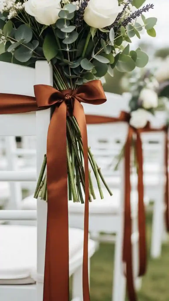 21 Stunning Brown Wedding Ceremony Ideas to Try 9 Brown Ribbon Accents for Bouquets