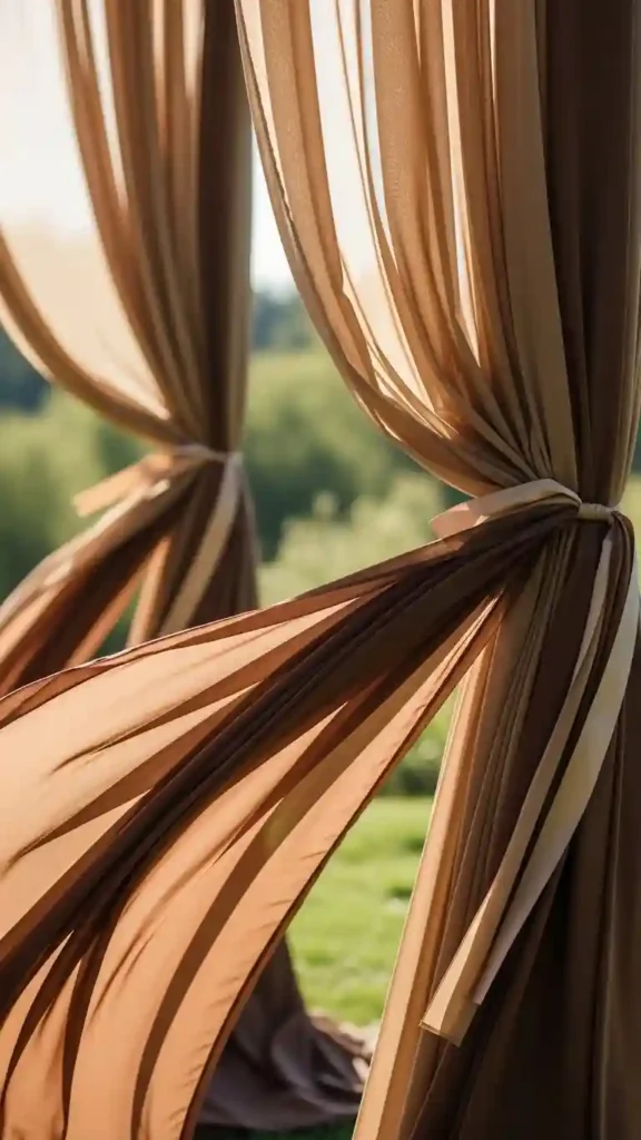 21 Stunning Brown Wedding Ceremony Ideas to Try 13 Brown Fabric Draping for Soft and Elegant