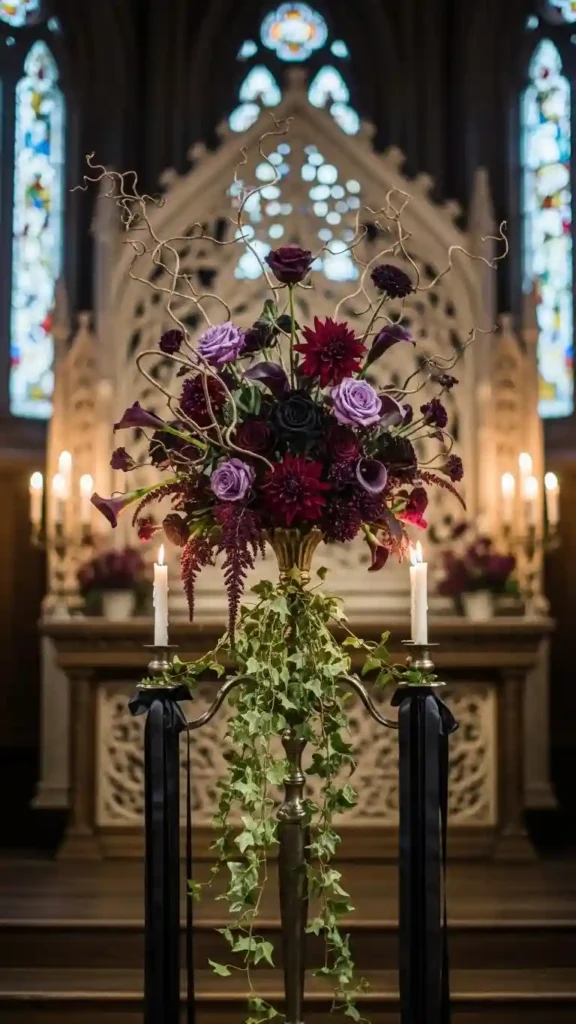 23 Breathtaking Gothic Wedding Ceremony Decor Ideas You’ll Love 18 Gothic Floral Centerpieces