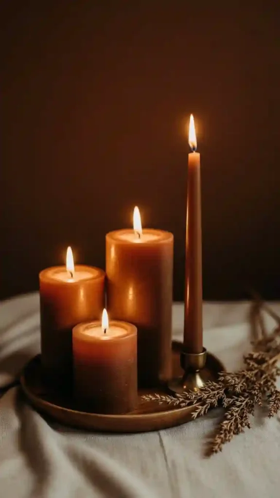 21 Stunning Brown Wedding Ceremony Ideas to Try 18 Brown Ceremony Candles for Soft and Warm Lighting