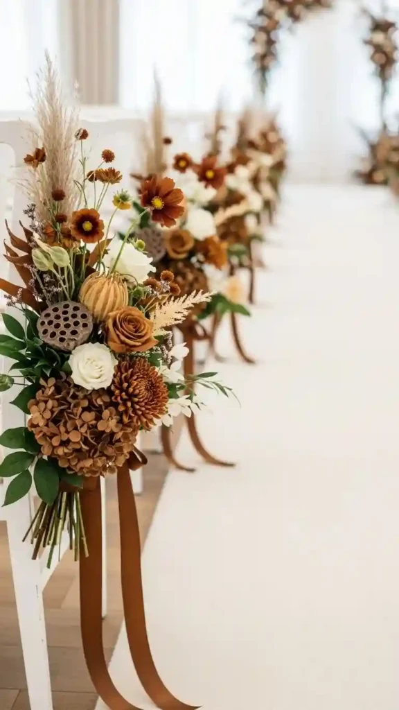 21 Stunning Brown Wedding Ceremony Ideas to Try 23 Brown-Inspired Florals for Aisle Markers