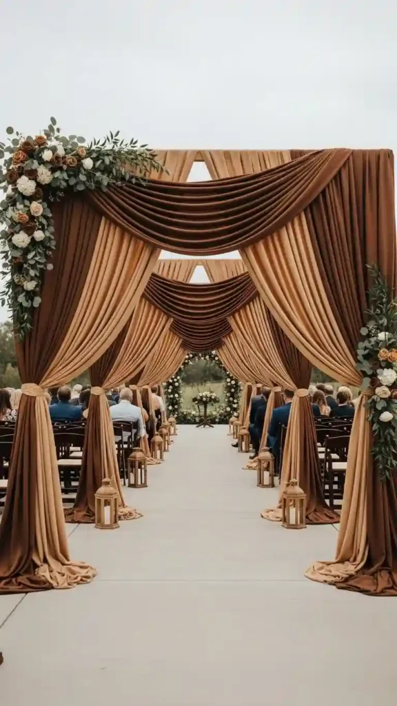 21 Stunning Brown Wedding Ceremony Ideas to Try 21 Brown Draped Entryway