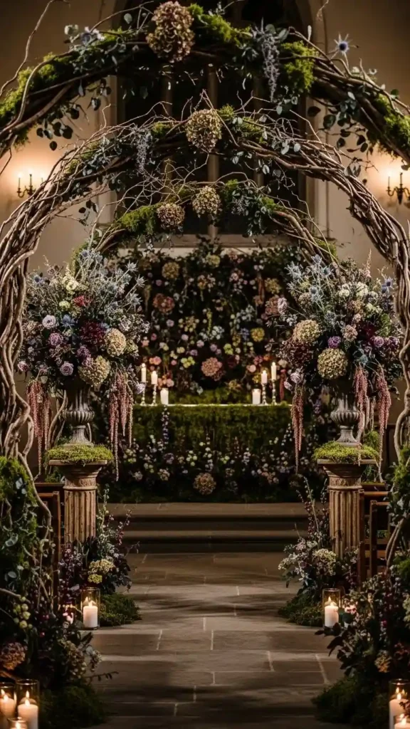 23 Breathtaking Gothic Wedding Ceremony Decor Ideas You’ll Love 25 Twisted Branches and Natural Elements
