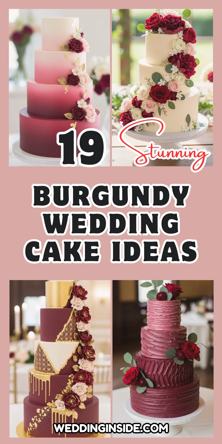 Burgundy Wedding Cake Ideas That Wow Your Guests 2 19 Burgundy Wedding Cake Ideas