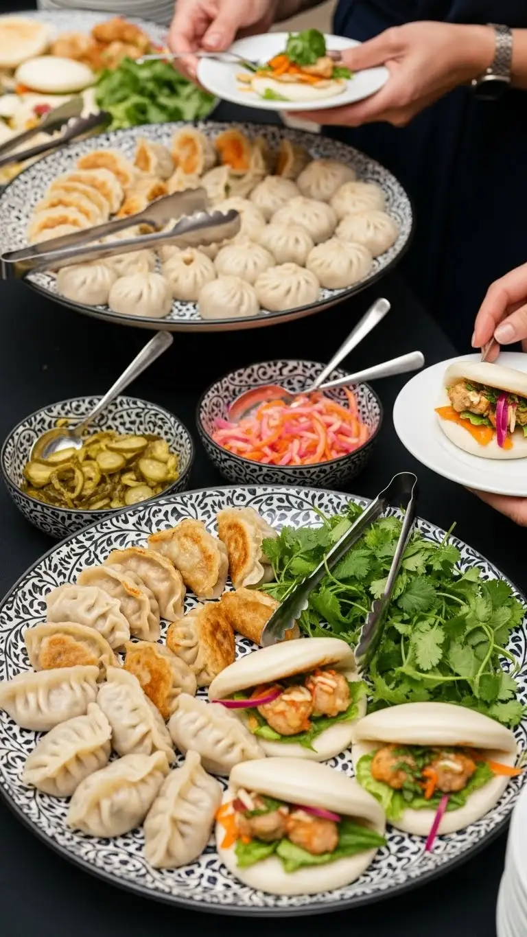 Wedding Food Station: 21 Ideas to Delight Your Guests 12 Asian Dumpling and Bao Station