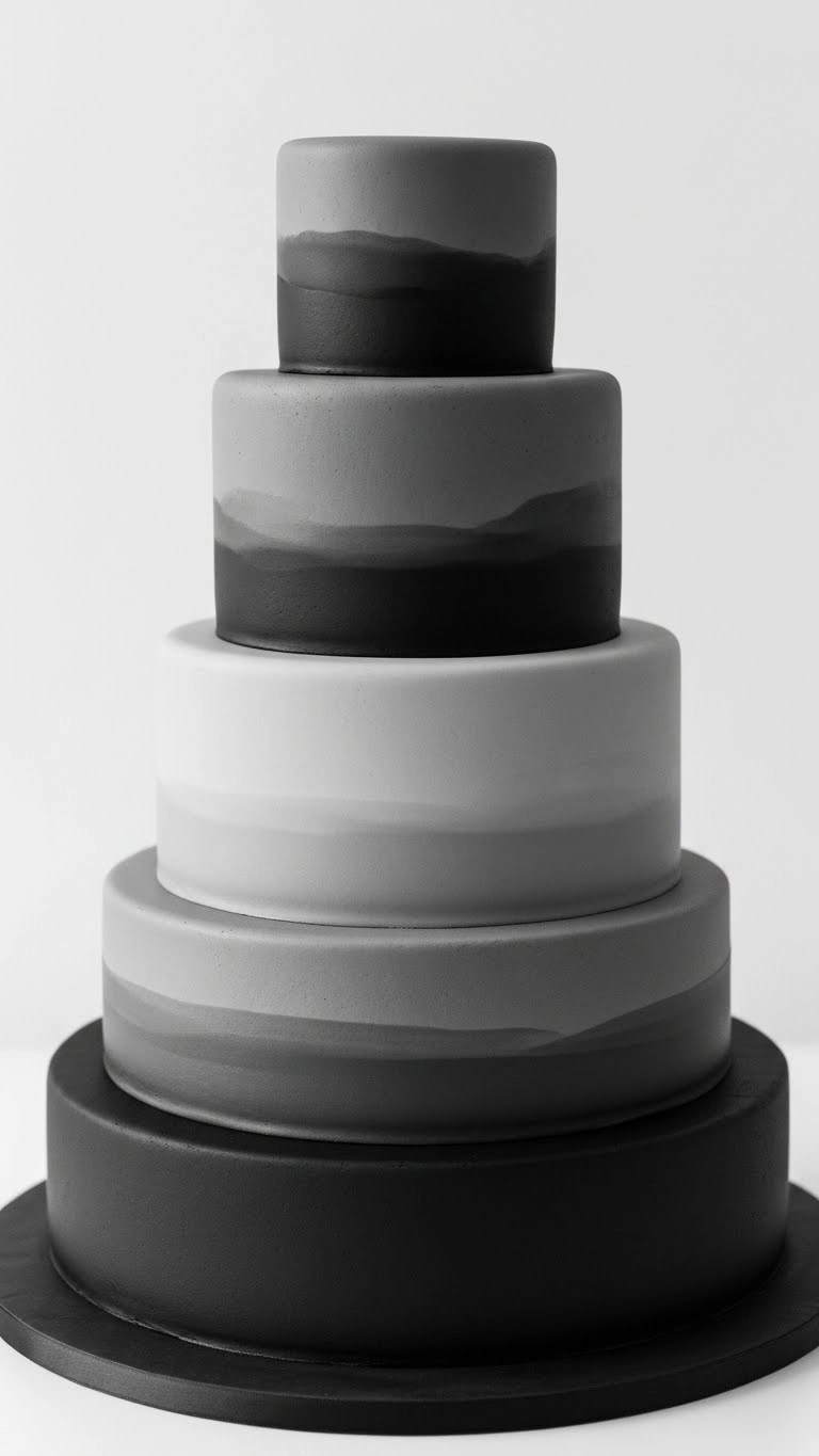 Black Wedding Cakes Ideas for a Luxe Celebration 14 Black Wedding Cake with Monochrome Layering
