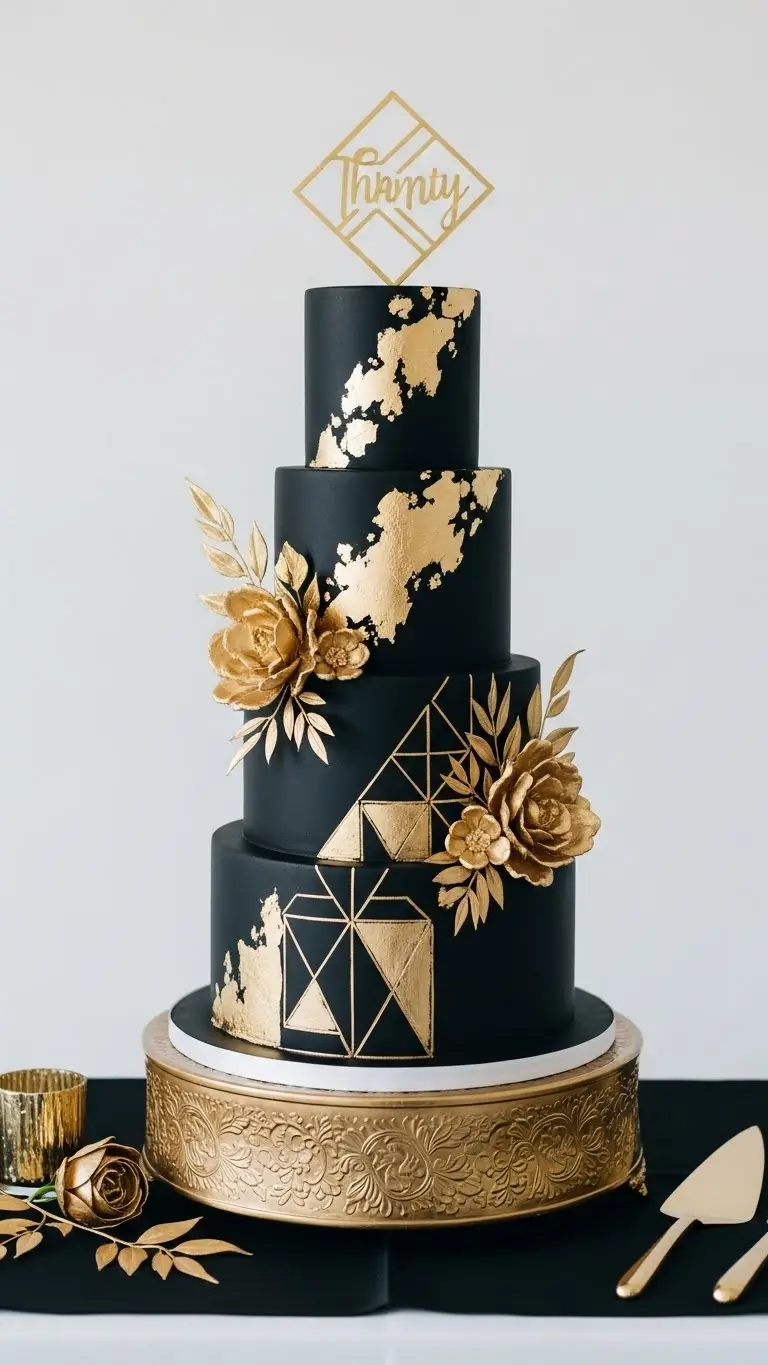Chic Black and Gold Wedding Color Palette Ideas 5 Black and Gold Wedding Cake Designs