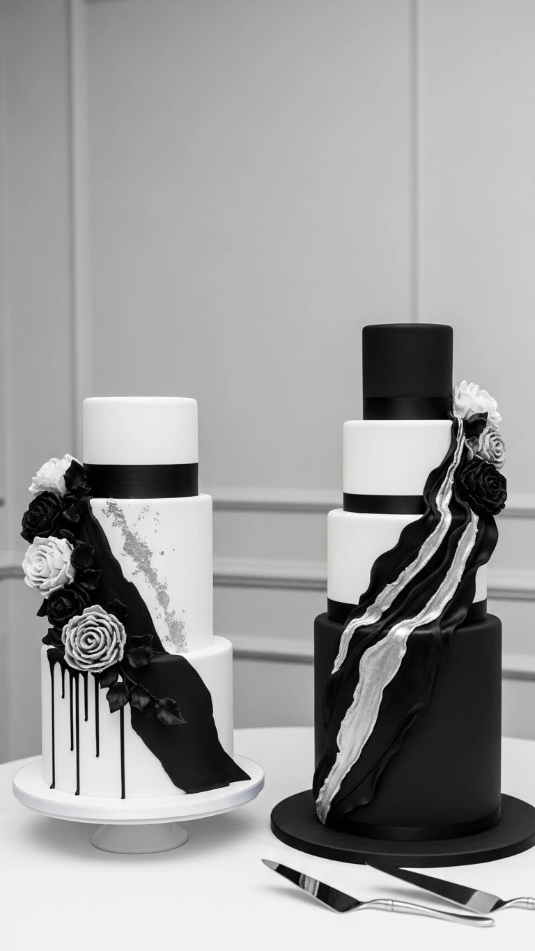 Luxury Wedding Cakes Ideas That Define Modern Elegance 19 Black and White Luxury Wedding Cakes