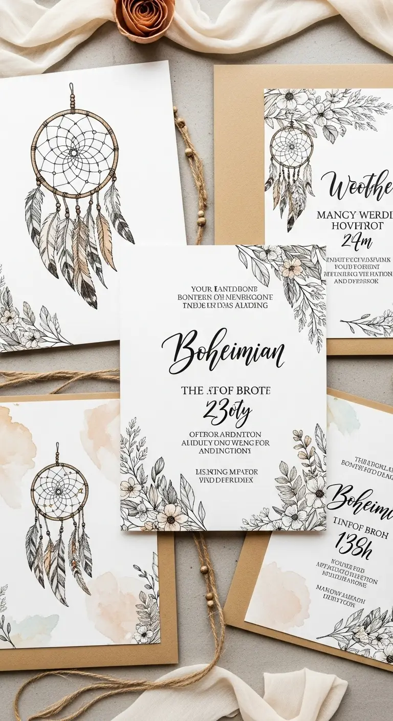 Aesthetic Wedding Invitations: 10 Elegant Ideas 8 Bohemian Style Aesthetic Wedding Invitations