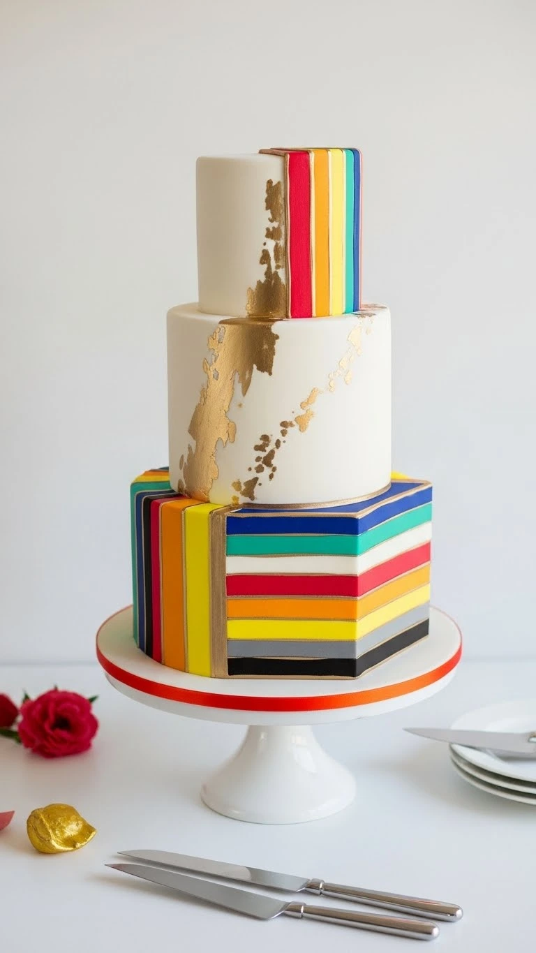 Modern Wedding Cakes Ideas You’ll Love 18 Bold Color Block Wedding Cake