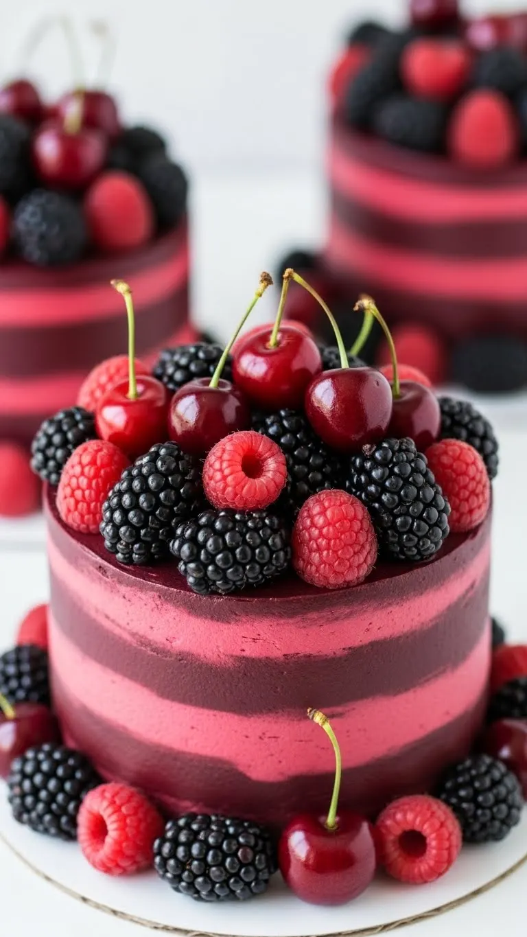 Burgundy Wedding Cake Ideas That Wow Your Guests 5 Burgundy Cake with Fresh Berry Accents