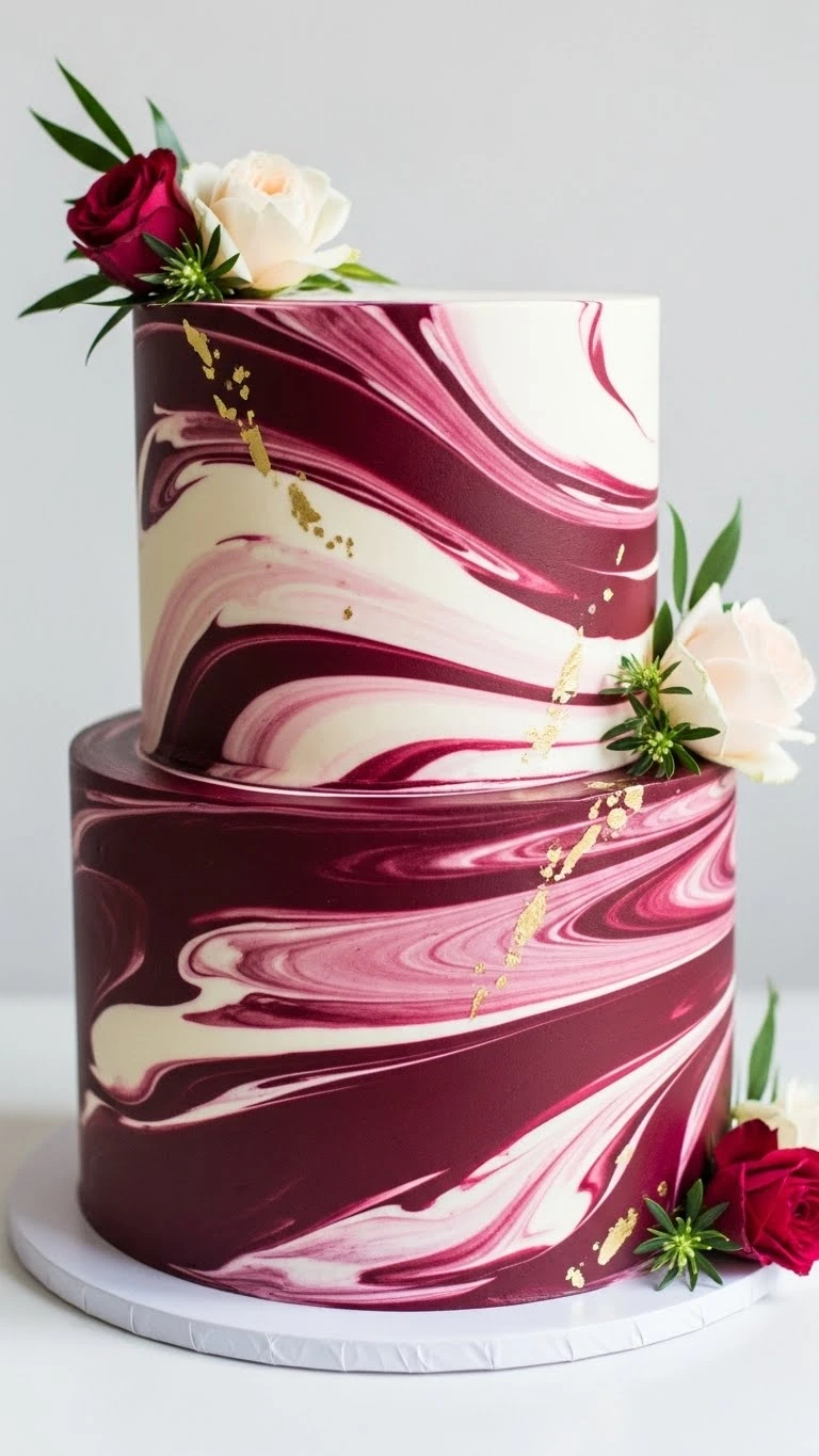 Burgundy Wedding Cake Ideas That Wow Your Guests 3 Burgundy Marble Cake
