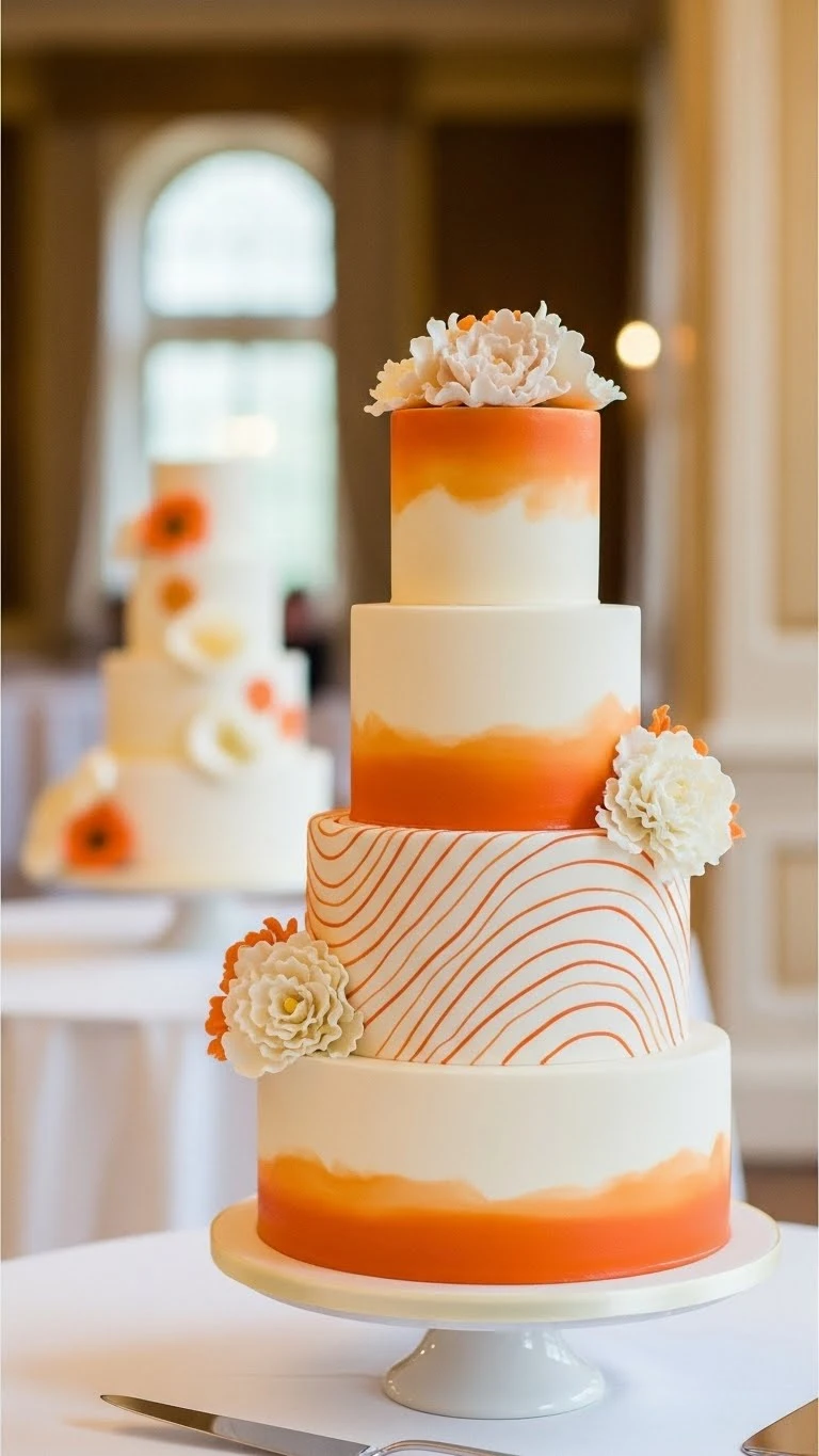 Orange Wedding Cakes Ideas That Steal the Spotlight 5 Classic Ivory and Orange Wedding Cake Elegance
